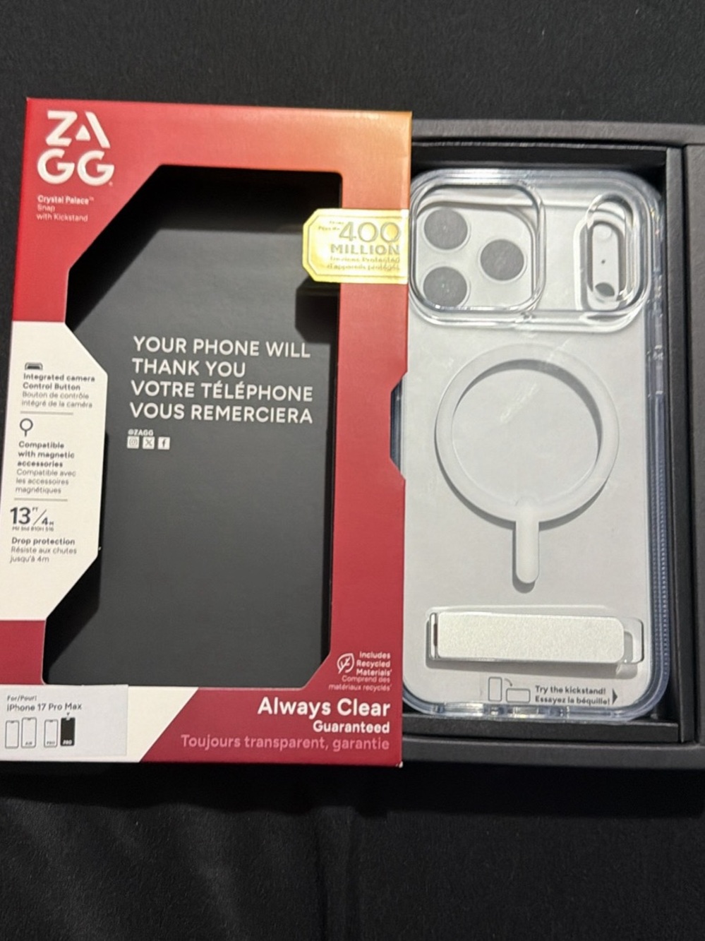 ZAGG Always Clear Transparent Case with Kickstand for iPhone